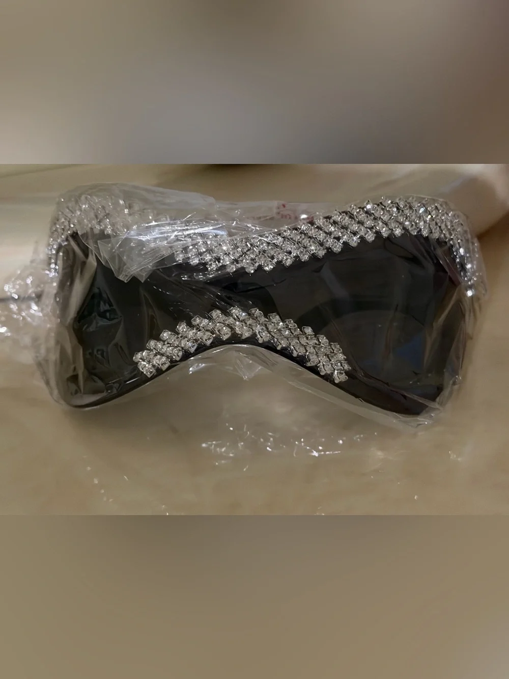 A Classy Chic Boutique Black Sunglasses with Crystal Trim